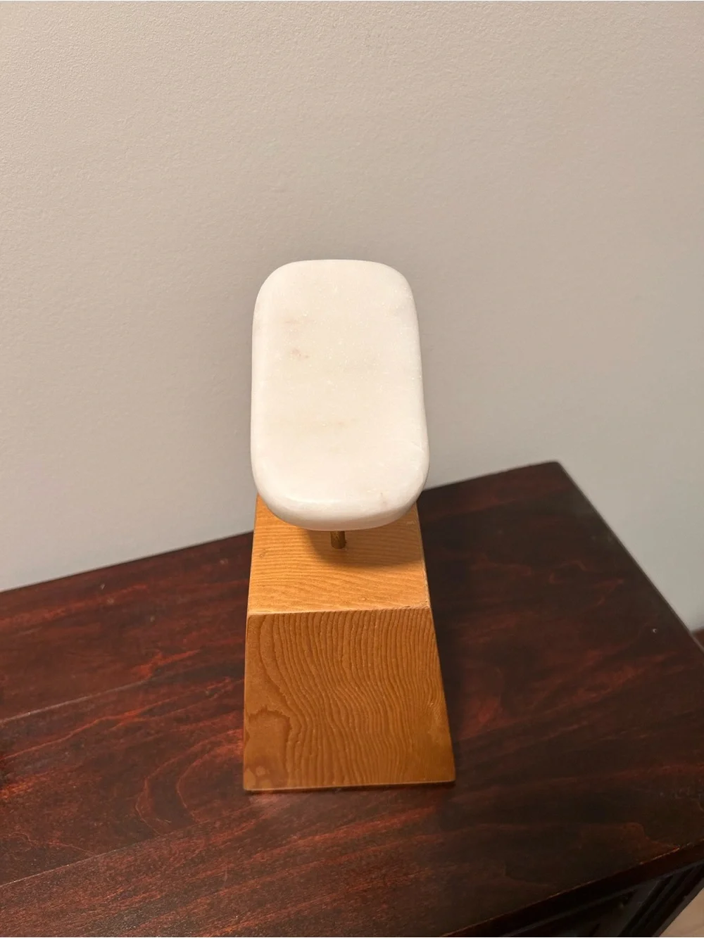 Crate & Barrel Lockhart marble bean tabletop sculpture wood brass